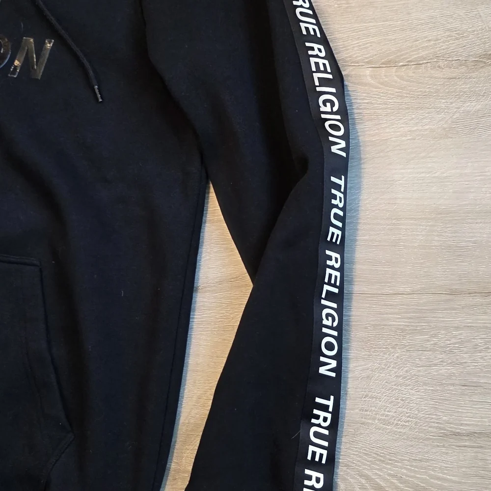 True Religion Black Logo Hoodie Size Large